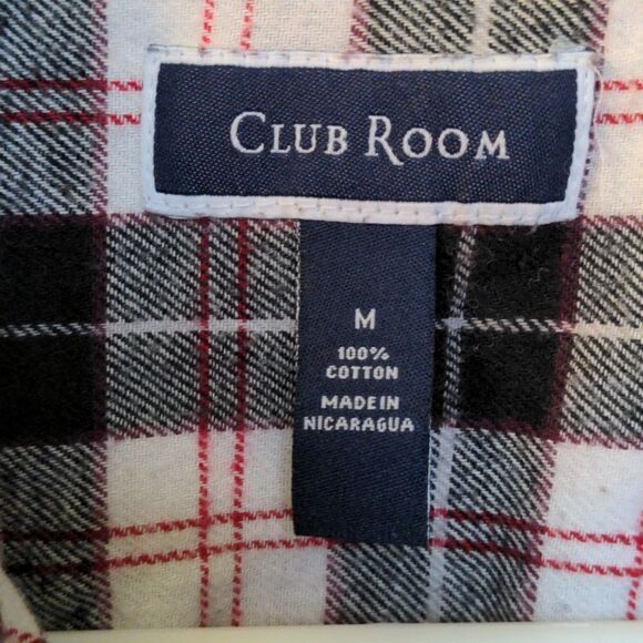 2 for $20 Club Room Black, White + Red Plaid Cotton Flannel Shirt Sz M - Picture 7 of 8